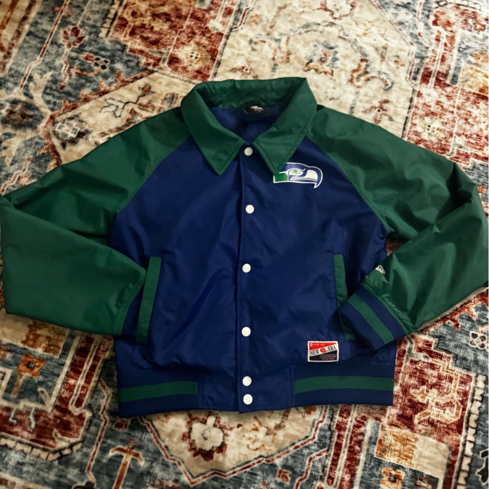 Women's Seattle Seahawks New Era Royal Coaches Raglan Full-Snap Jacket